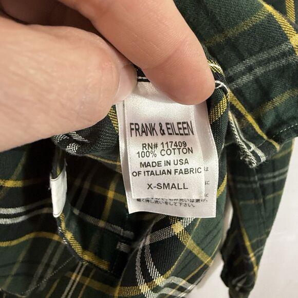 NEW Frank & Eileen Green Plaid EILEEN Flannel Button Up Top Shirt Size XS Preppy - Picture 11 of 12